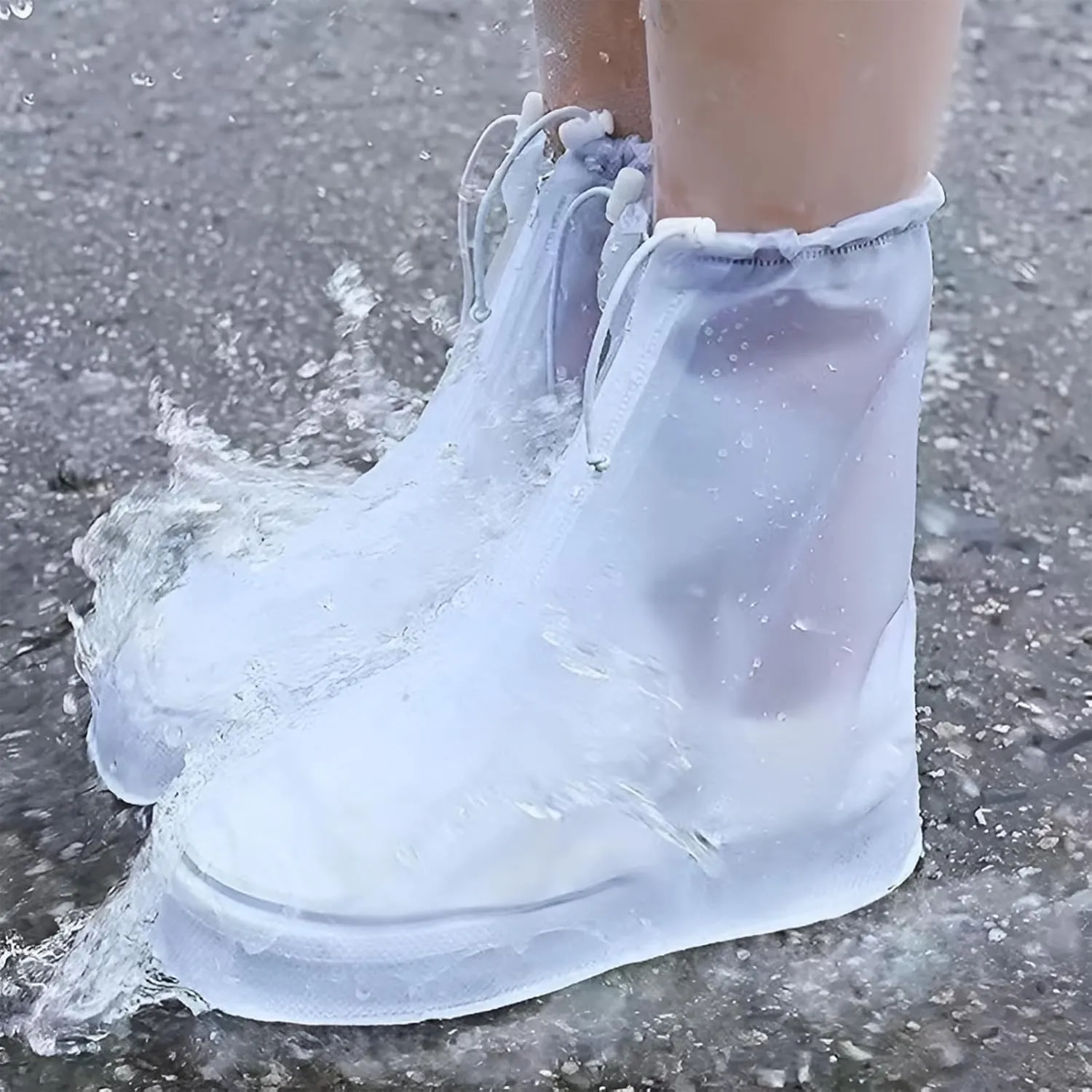 2 Pairs Waterproof Shoe Covers for Rain, Reusable Rain Shoe Boot Covers for Women Men, Clear Plastic Shoe Protector Covers, Anti Slip for Cycling Travel Hiking Riding Camping