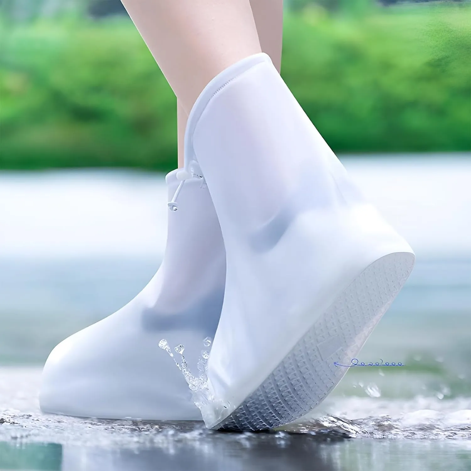 2 Pairs Waterproof Shoe Covers for Rain, Reusable Rain Shoe Boot Covers for Women Men, Clear Plastic Shoe Protector Covers, Anti Slip for Cycling Travel Hiking Riding Camping
