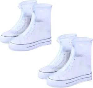2 Pairs Waterproof Shoe Covers for Rain, Reusable Rain Shoe Boot Covers for Women Men, Clear Plastic Shoe Protector Covers, Anti Slip for Cycling Travel Hiking Riding Camping