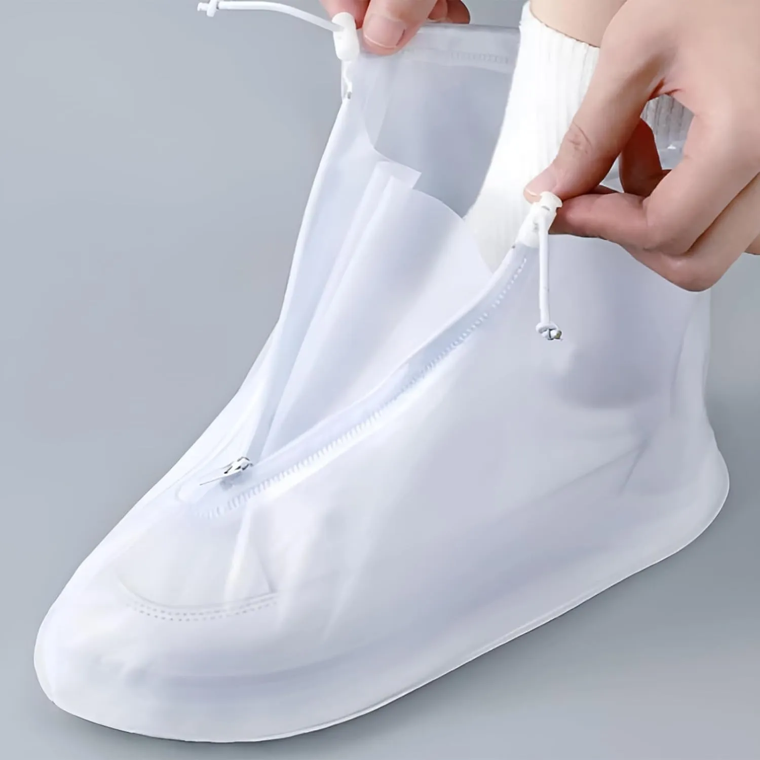 2 Pairs Waterproof Shoe Covers for Rain, Reusable Rain Shoe Boot Covers for Women Men, Clear Plastic Shoe Protector Covers, Anti Slip for Cycling Travel Hiking Riding Camping