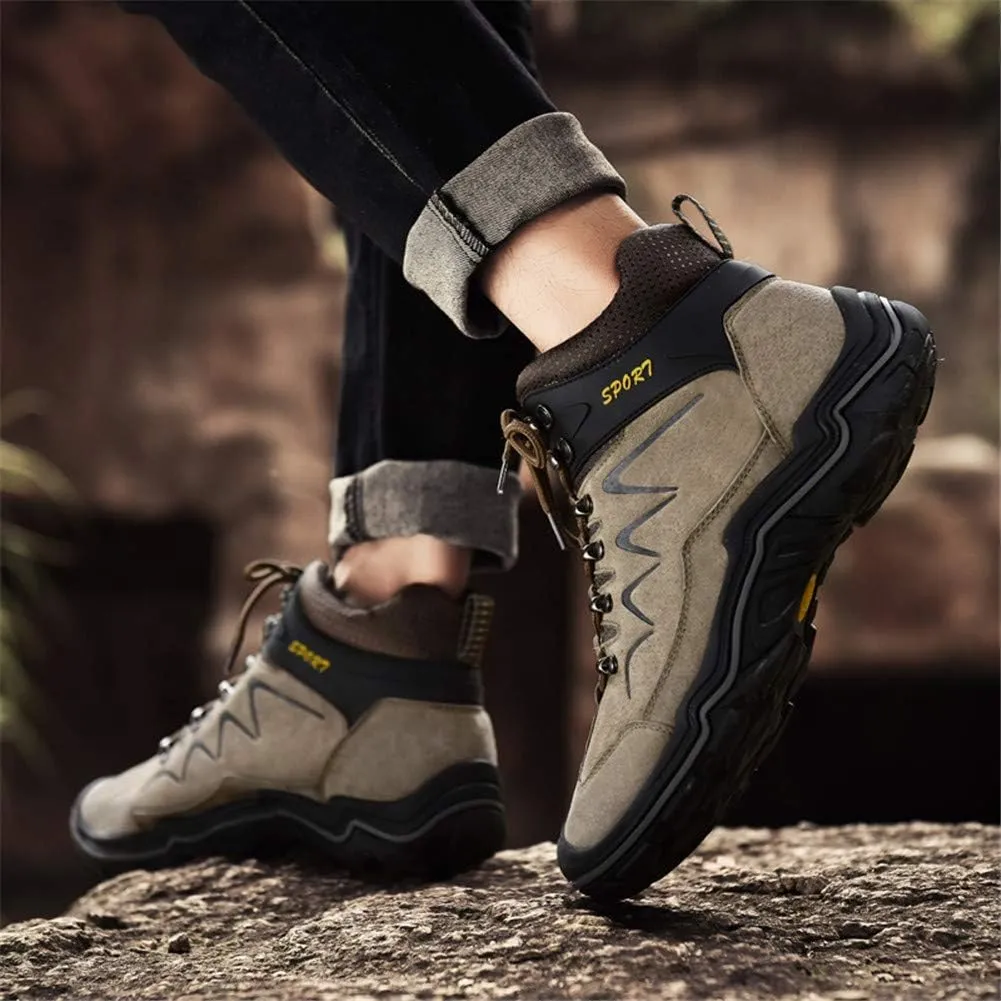 ailishabroy High Top Sneakers For Men Winter Warm Climbing Hiking Shoe Lace Up Ankle Boots
