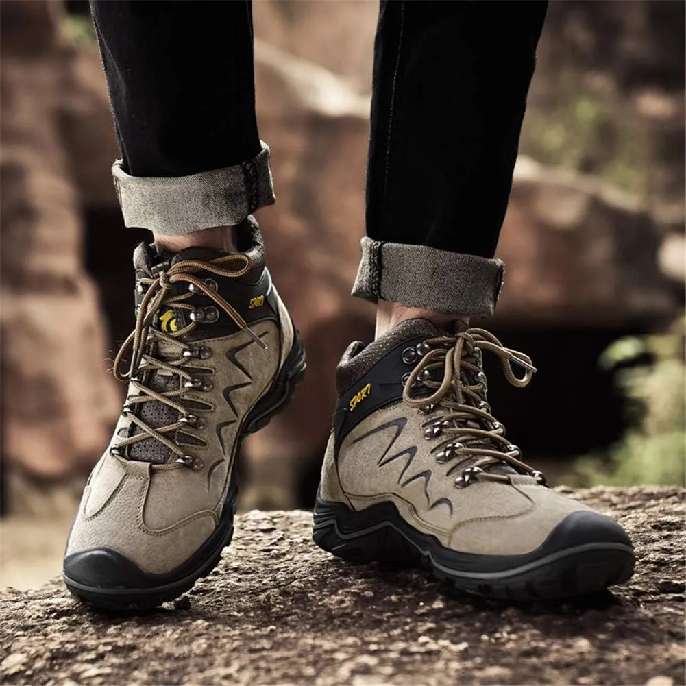 ailishabroy High Top Sneakers For Men Winter Warm Climbing Hiking Shoe Lace Up Ankle Boots