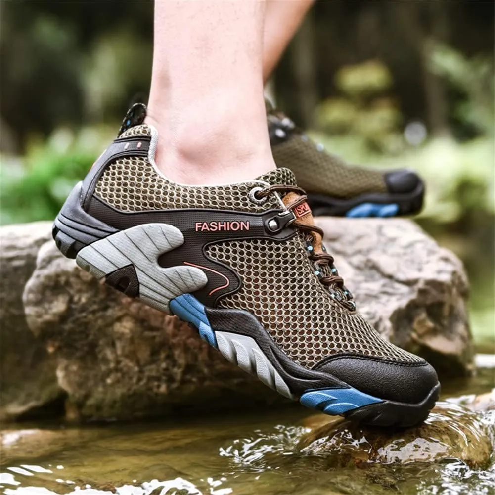 ailishabroy Men's Outdoor Kihing Shoes Lightweight Work Ankle Boots Mid-Top Outdoor Backpacking Camping Shock-Absorbing Shoes for Men