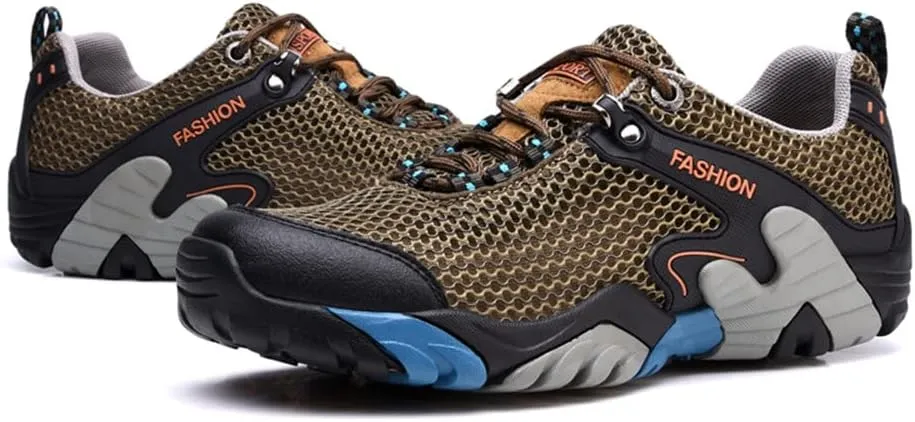 ailishabroy Men's Outdoor Kihing Shoes Lightweight Work Ankle Boots Mid-Top Outdoor Backpacking Camping Shock-Absorbing Shoes for Men