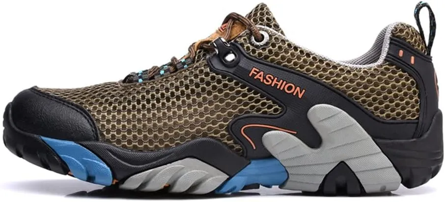 ailishabroy Men's Outdoor Kihing Shoes Lightweight Work Ankle Boots Mid-Top Outdoor Backpacking Camping Shock-Absorbing Shoes for Men