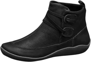 AMDBEL Boots for Women Fashion Dressy, Ankle Boots for Women Arch Support, Womens Low Heel Fashion Lace Up Zipper Booties Slip On Vintage Leather Ladies Sneaker Fall Winter Flat Roman Shoes