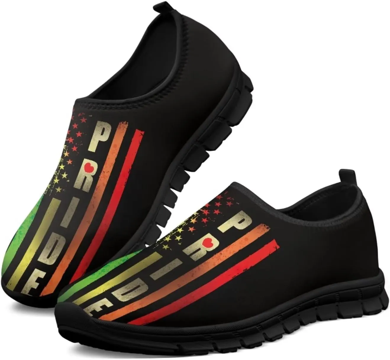 American Flag Walking Shoes for Women Slip On Casual Running Shoes Low Top Mesh Sport Shoes Lightweight Adult Jogging Shoes