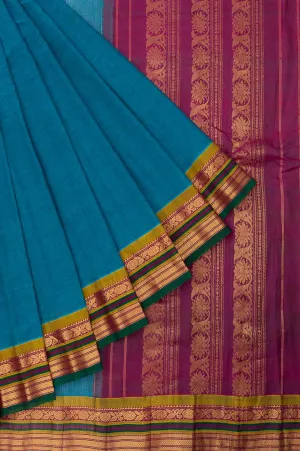 Ananda Blue Gadwal Silk Saree
