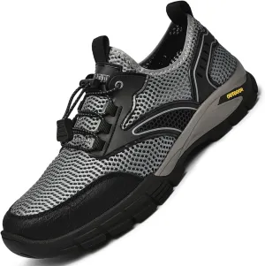 AngryMonkey Men's Breathable Mesh Hiking Water Shoes Casual Outdoor Walking Non-Slip Trail Running Shoes Fashion Summer Soft Platform Sneakers