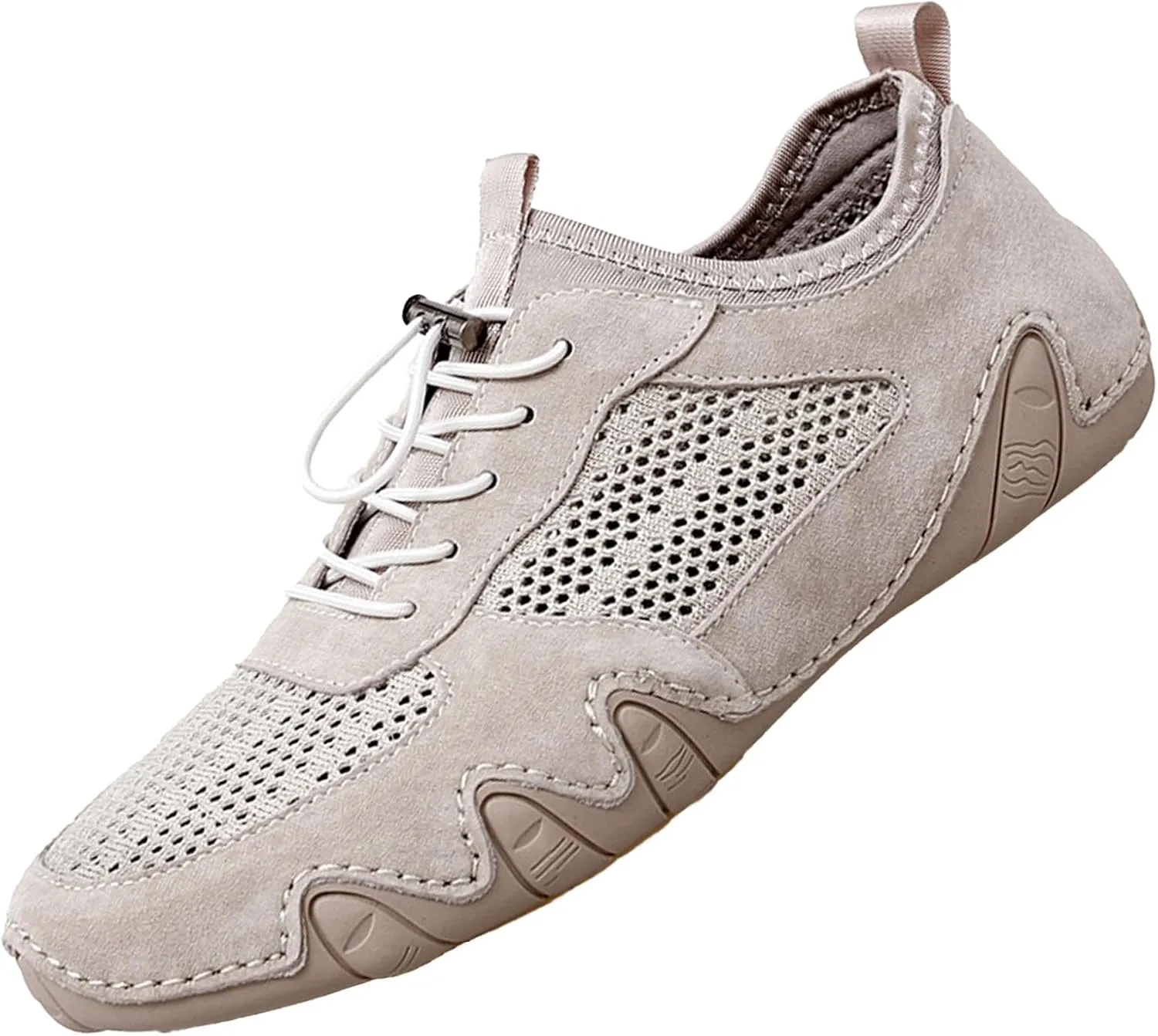 AngryMonkey Outdoor Mesh Trail Shoes for Hiking & Walking Men's Summer Breathable Italian Handmade Slip On Soft Suede Walking Flat Loafers