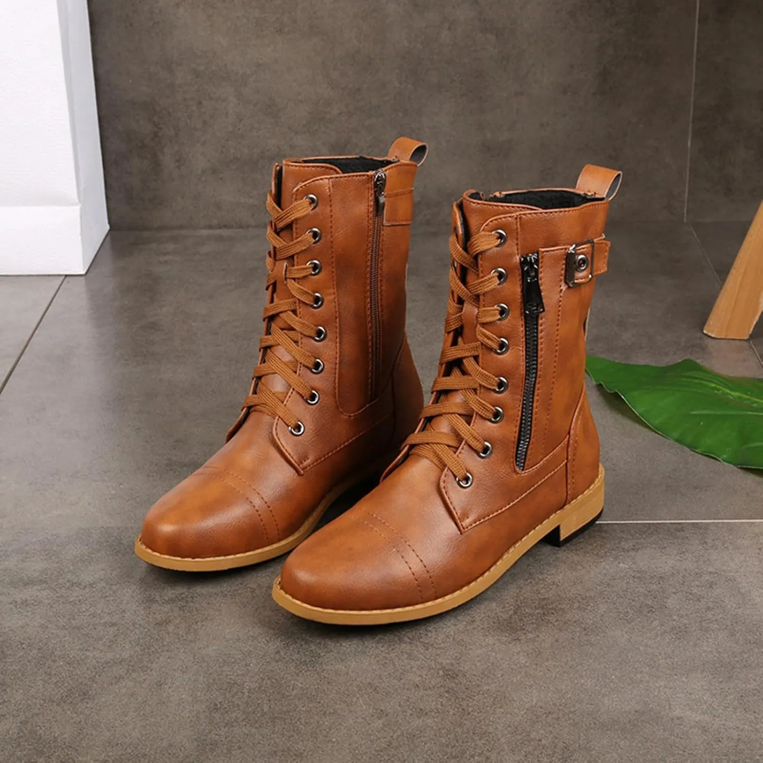 Ankle Boots for Women Fall Booties for Women 2024 Women's Flat Ankle Boots Womens Bootie with Heel Keep Warm Flat Bottom Closed Toe Wide Fit Available