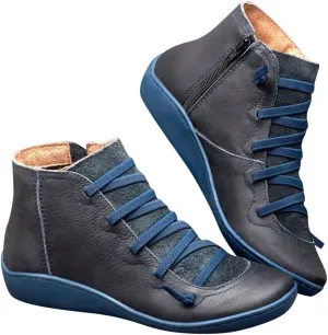 Ankle Boots for Women Fall Boots for Women 2024 Round Toe Casual Lace-up Women's Boots Shoe Side Zipper Comfortable