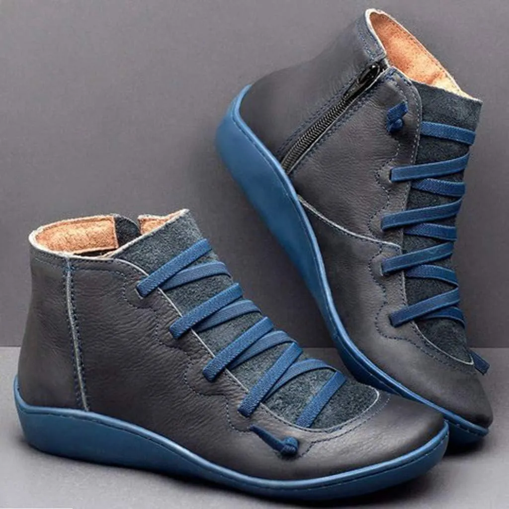 Ankle Boots for Women Fall Boots for Women 2024 Round Toe Casual Lace-up Women's Boots Shoe Side Zipper Comfortable