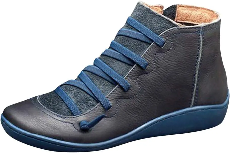 Ankle Boots for Women Fall Boots for Women 2024 Round Toe Casual Lace-up Women's Boots Shoe Side Zipper Comfortable