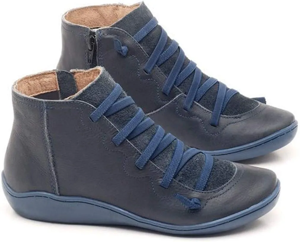 Ankle Boots for Women Fall Boots for Women 2024 Round Toe Casual Lace-up Women's Boots Shoe Side Zipper Comfortable