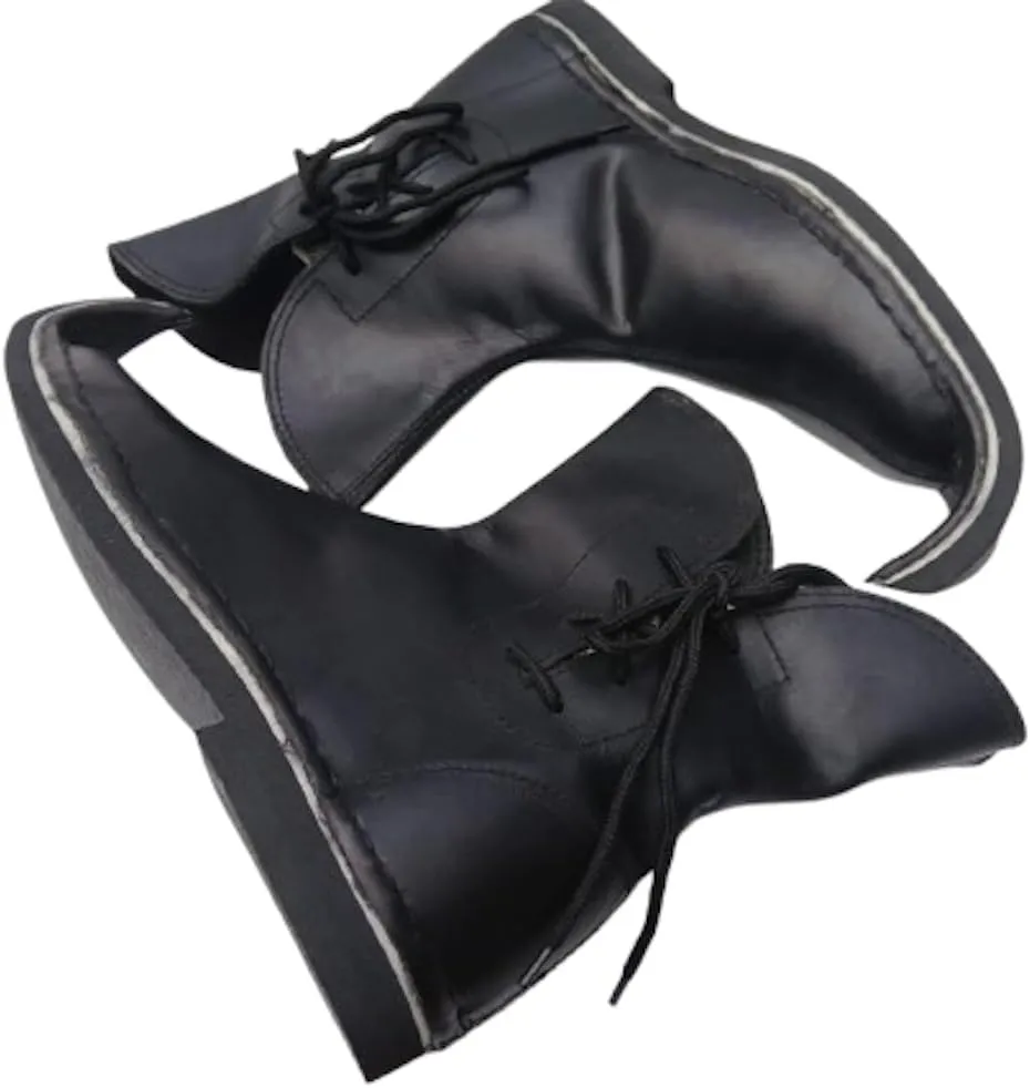 AnNafi? Medieval Pointed Boots Pure Leather For Unisex | Renaissance Lace-Up Roman Black Boots | Western Men Leather Loafer Shoes Viking SCA LARP Cosplay | Pirate Viking Shoe