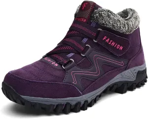 Asifn Men's Outdoor Snow Boots Winter Hiking Trekking Warm Climbing Shoes Booties Mid Top Fur&Plush Fashion Lace-Up