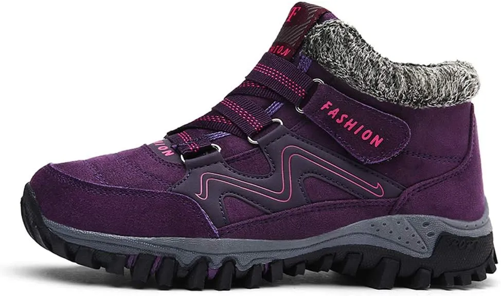 Asifn Men's Outdoor Snow Boots Winter Hiking Trekking Warm Climbing Shoes Booties Mid Top Fur&Plush Fashion Lace-Up