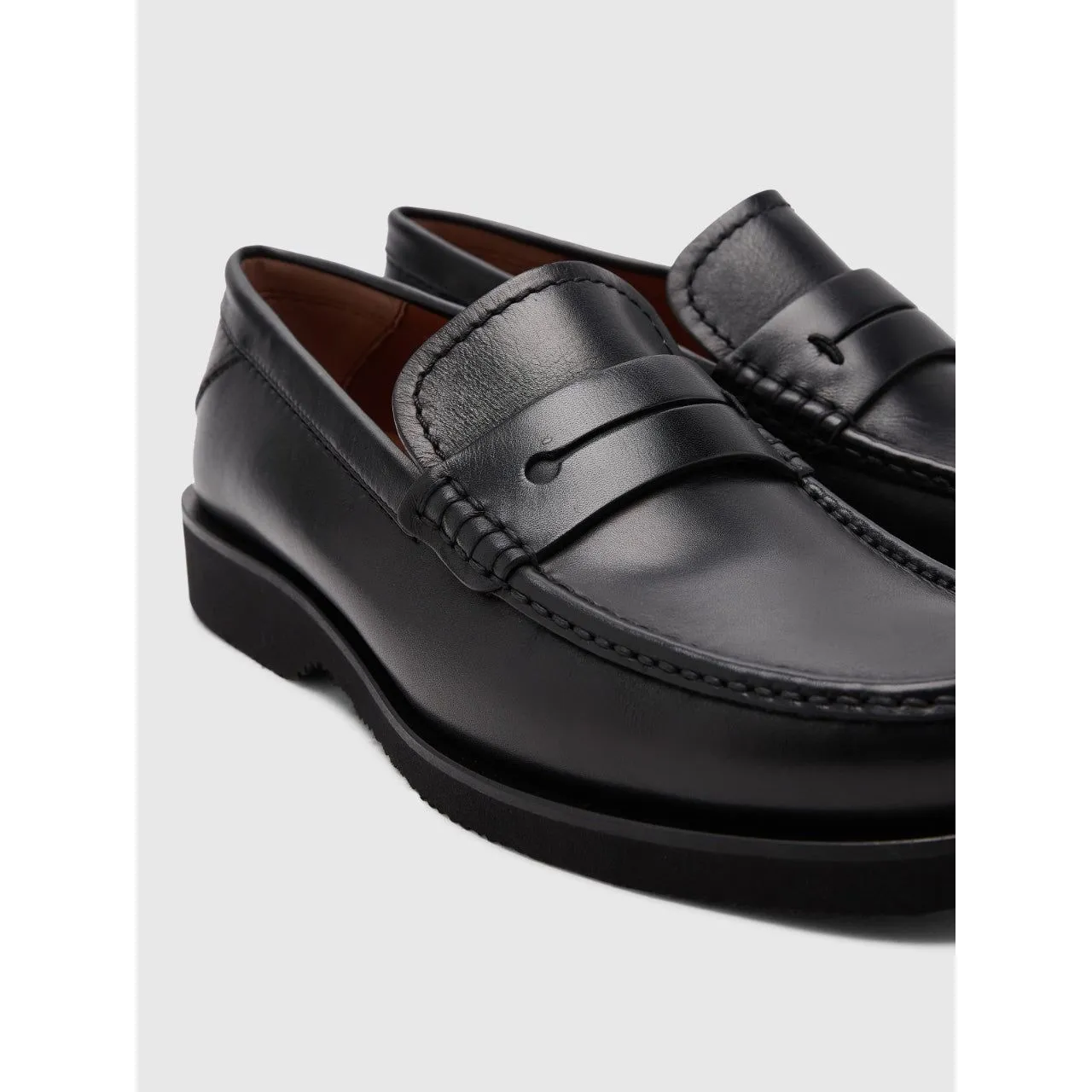 Black L'Asola Smooth Leather Moccasin