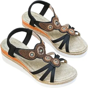 Bohemian Women's Sandals With Mid Heel Design Everyday Wear Perfect Casual Outfits Insoles for Sandals