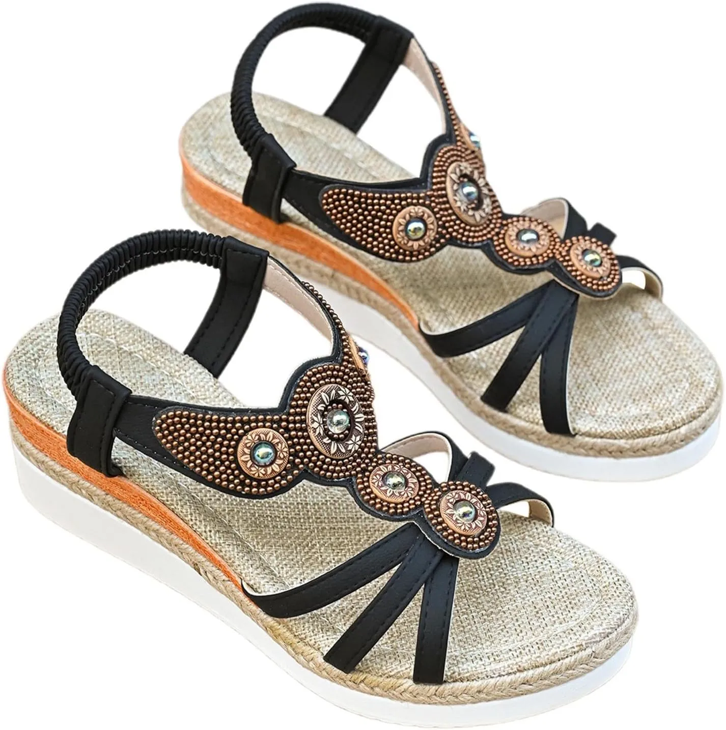 Bohemian Women's Sandals With Mid Heel Design Everyday Wear Perfect Casual Outfits Insoles for Sandals
