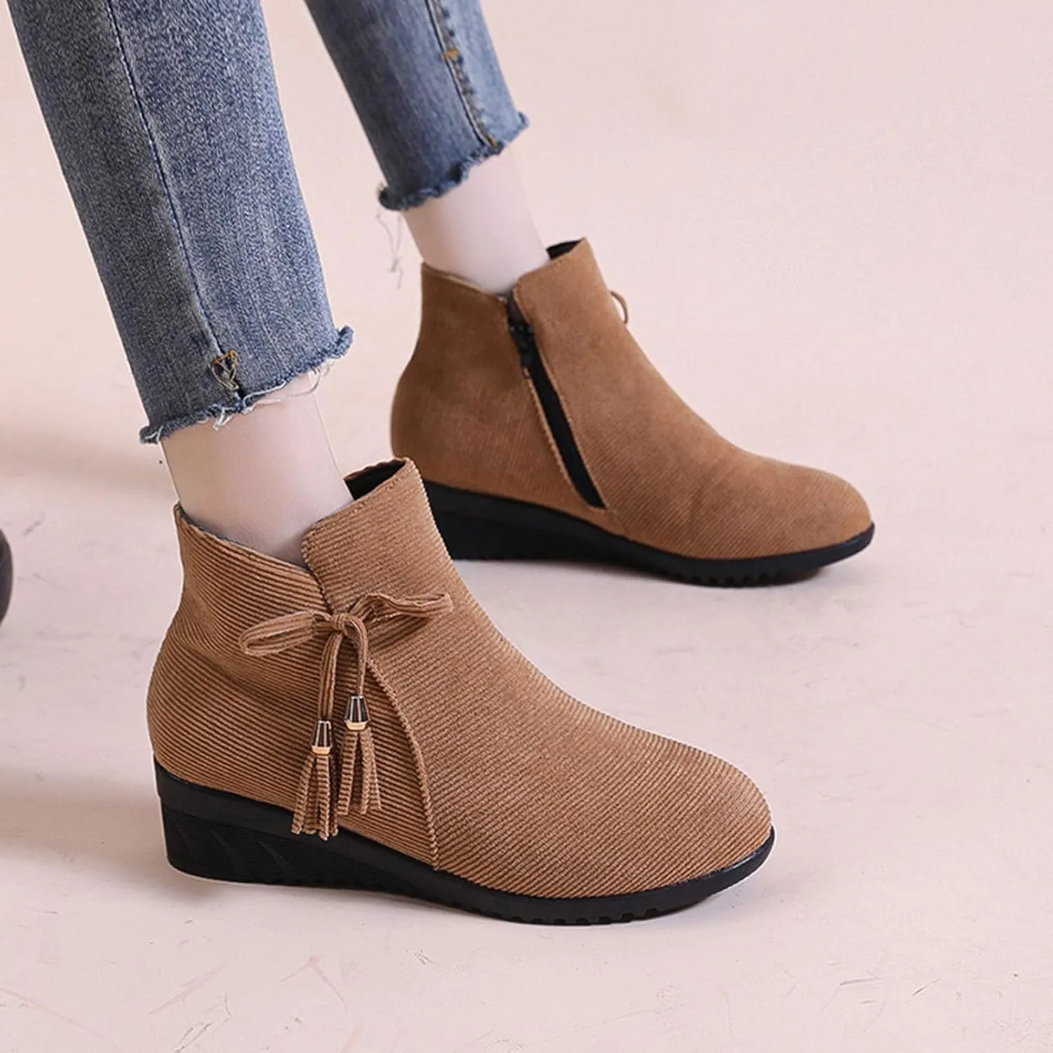 Boots for Women Warm Slip on Ankle Boots Short Boots Single Shoes For Ladies Casual Shoes 10 Wide Boots for Women