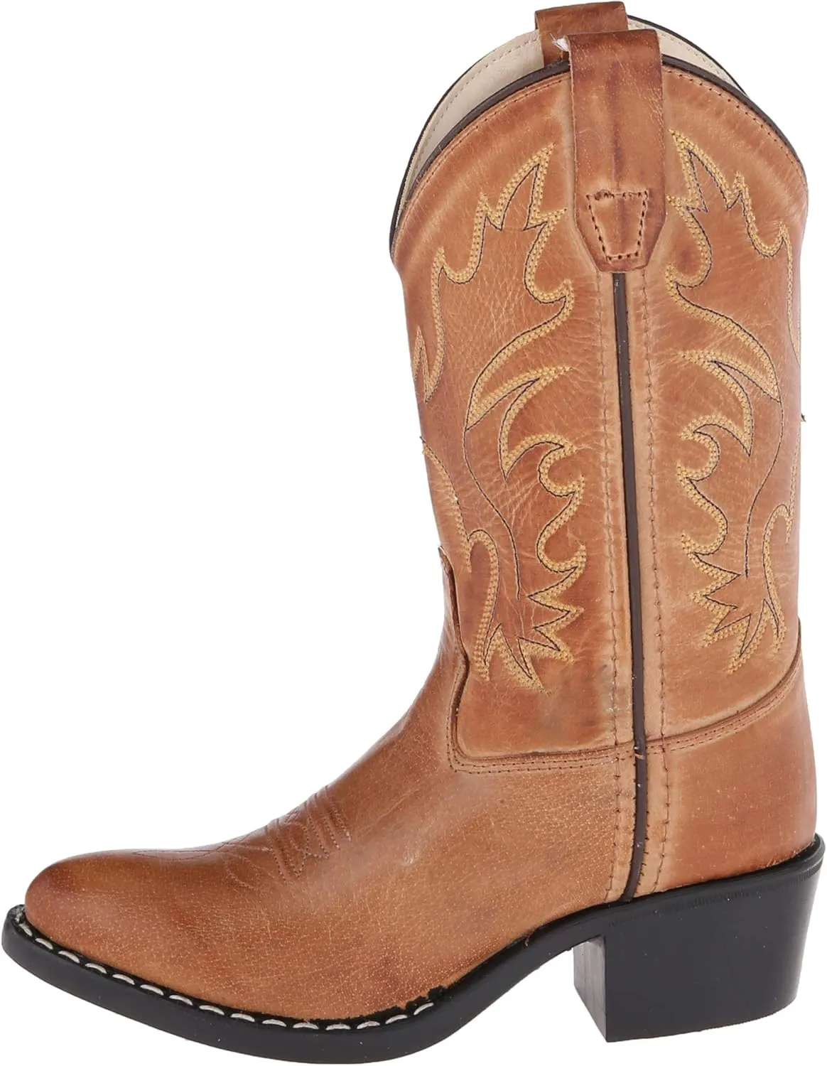 Boy's Kid's Unisex-Child J Toe Leather Embroidered Western Boots