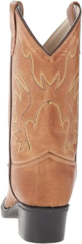 Boy's Kid's Unisex-Child J Toe Leather Embroidered Western Boots