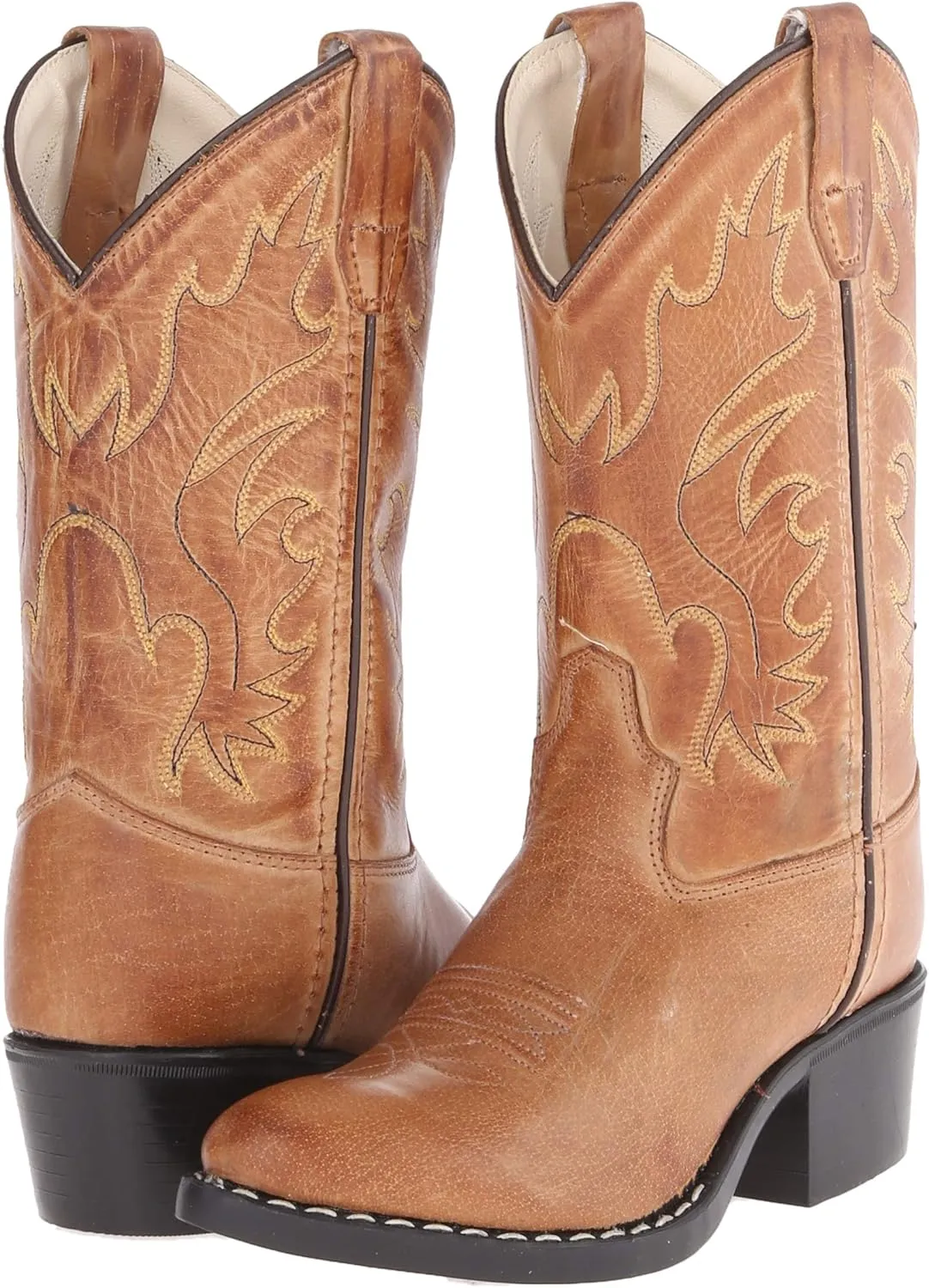 Boy's Kid's Unisex-Child J Toe Leather Embroidered Western Boots