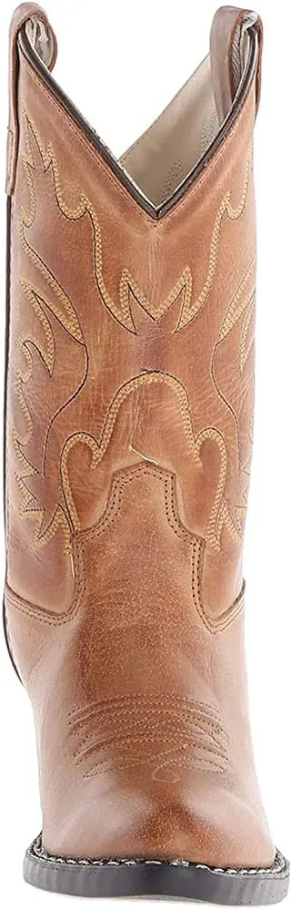 Boy's Kid's Unisex-Child J Toe Leather Embroidered Western Boots