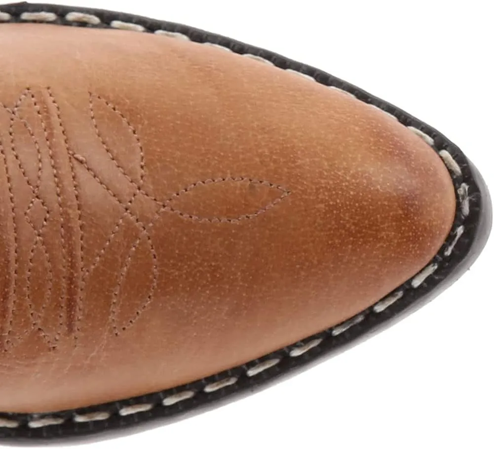 Boy's Kid's Unisex-Child J Toe Leather Embroidered Western Boots