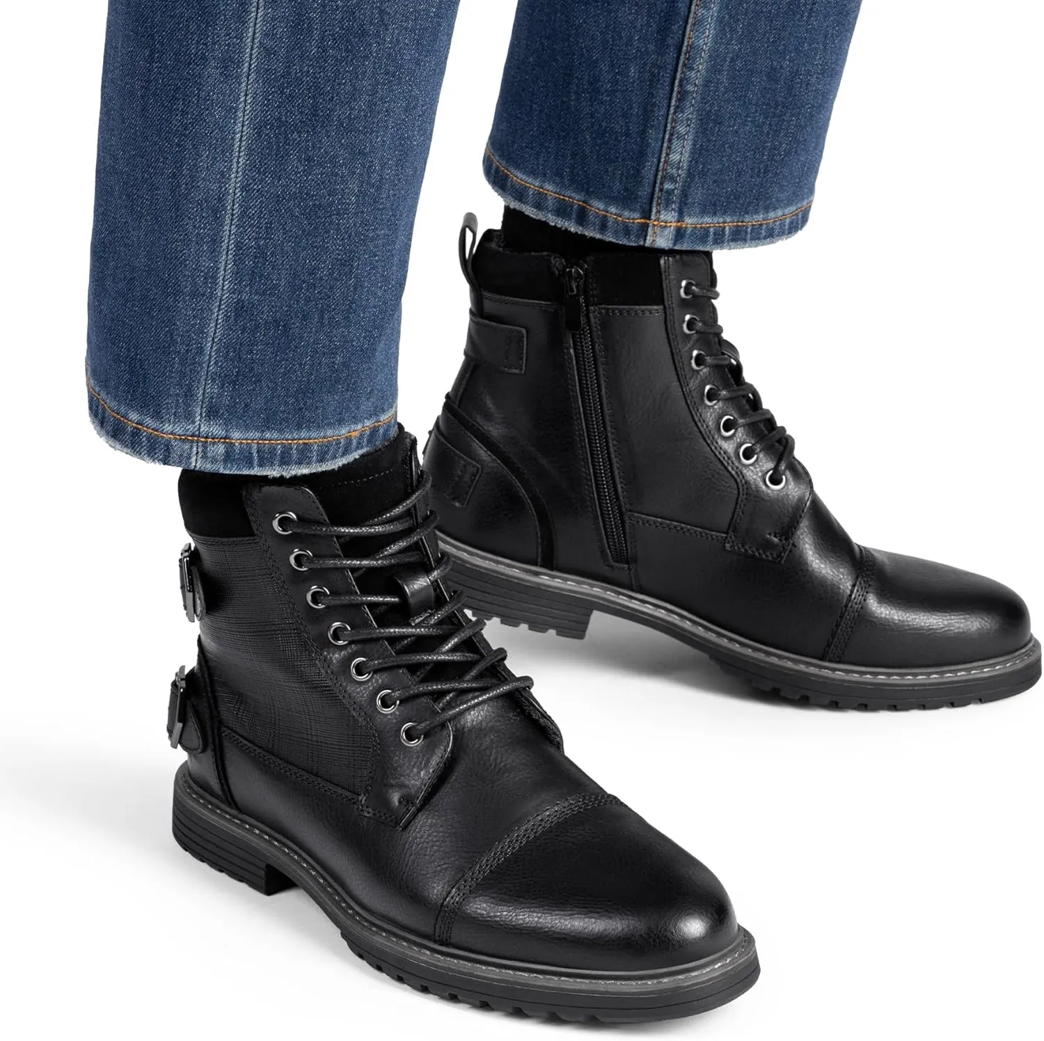 Bruno Marc Men's Motorcycle Boots Oxford Dress Boot