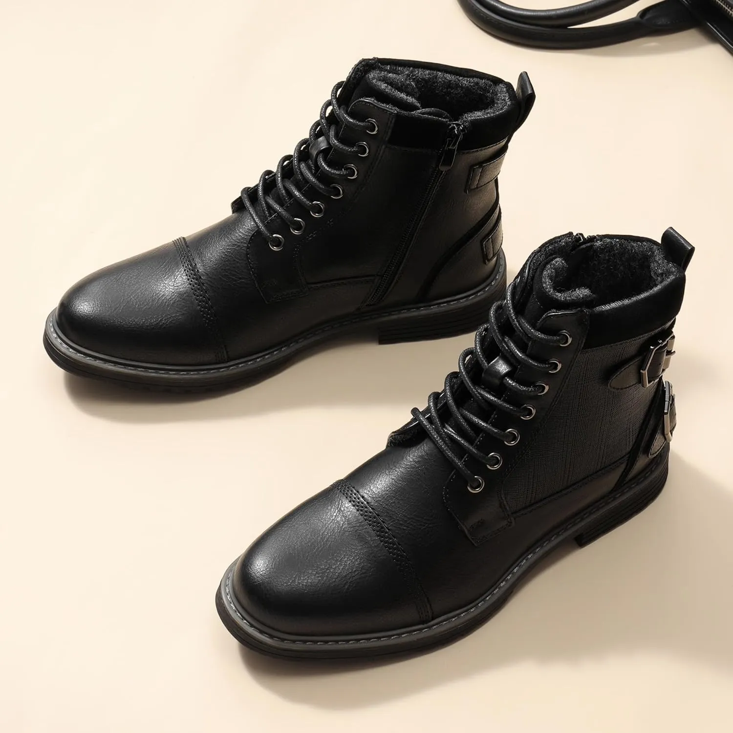 Bruno Marc Men's Motorcycle Boots Oxford Dress Boot