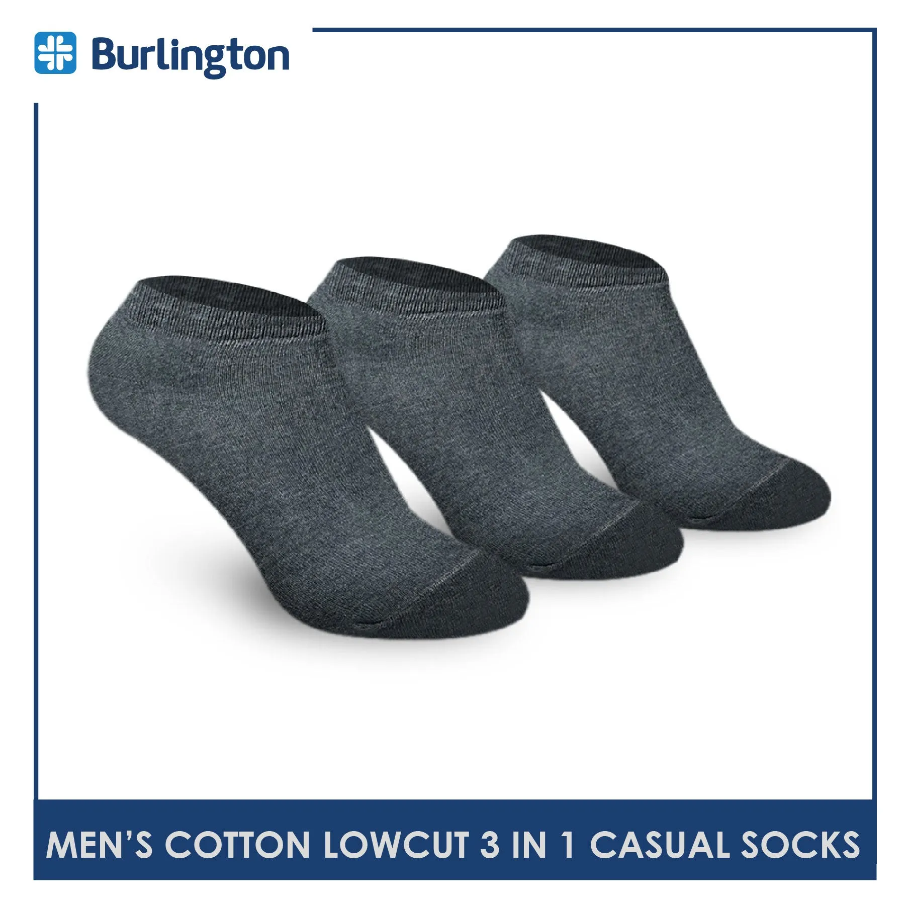 Burlington Men's Cotton Lite Thin Casual Low Cut Socks 3 pairs in a pack 140