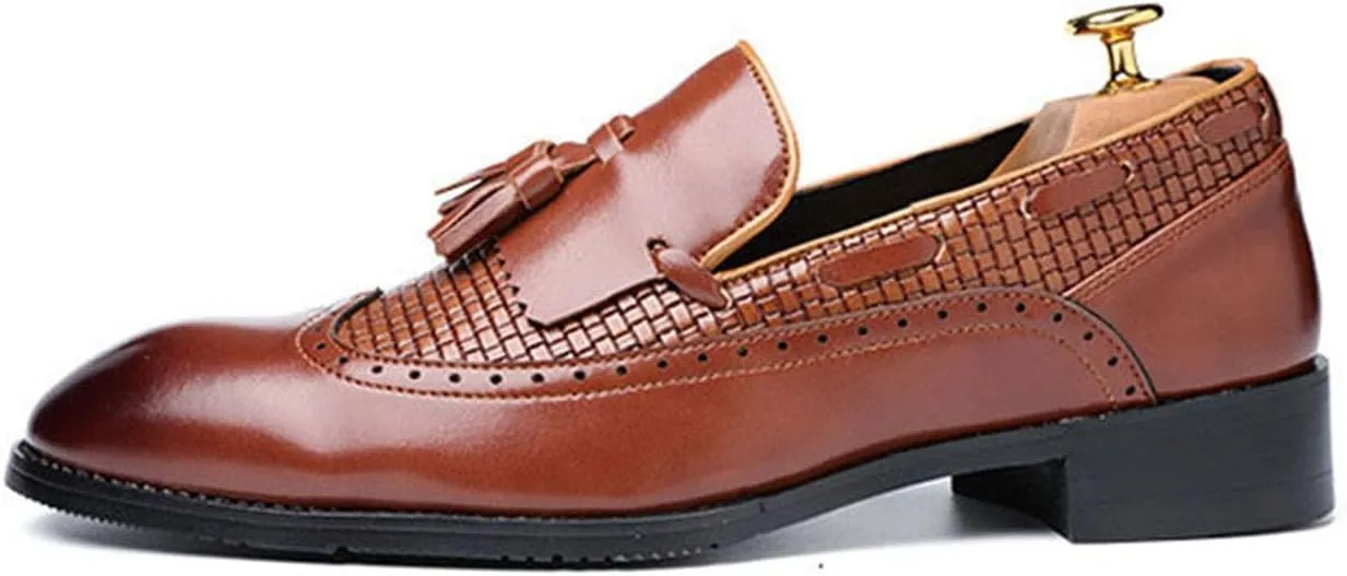 ByErz Loafers for Men Fashion Party Patent Leather Business Foraml Dress Office Casual Shoes with Tassel