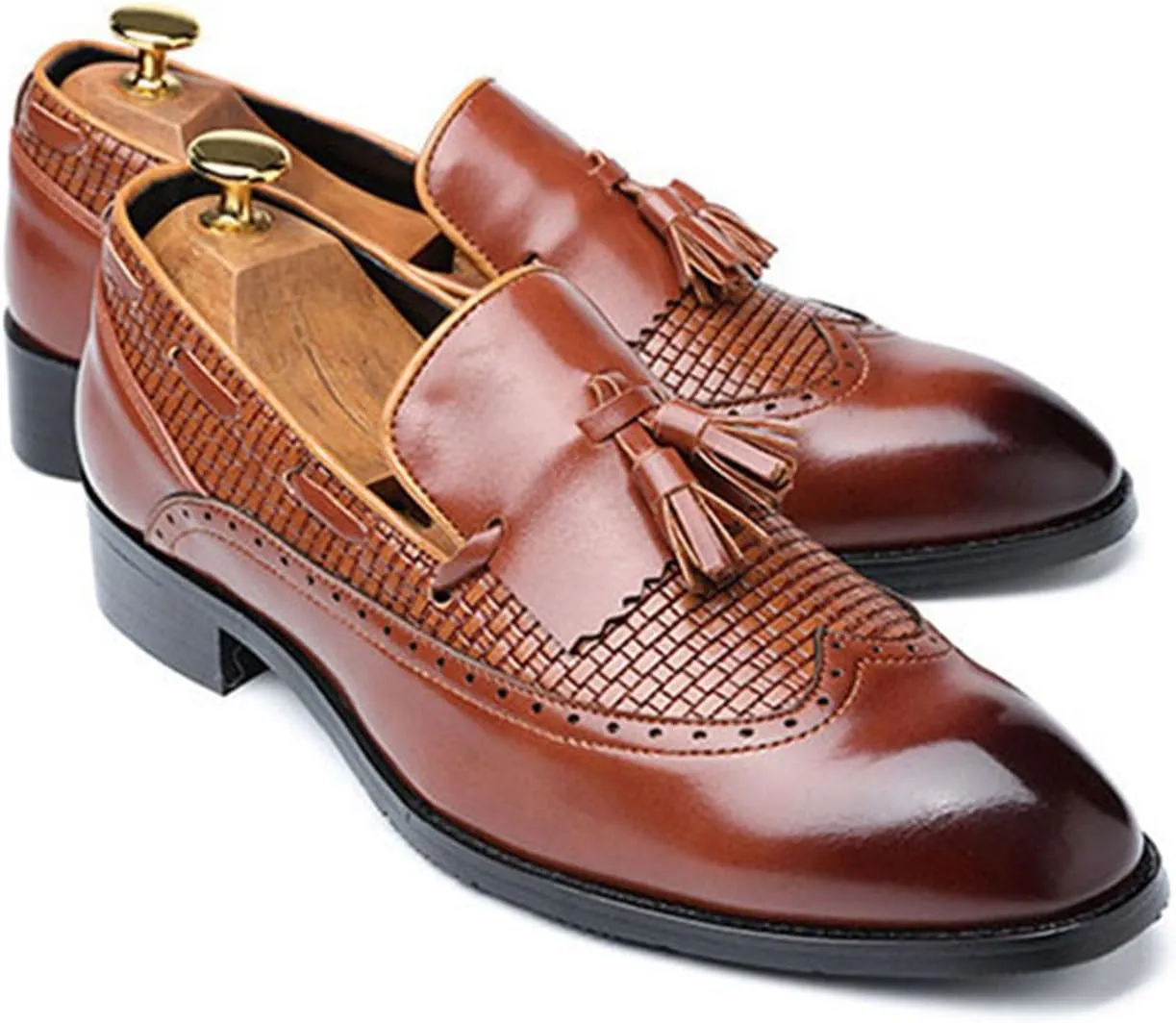 ByErz Loafers for Men Fashion Party Patent Leather Business Foraml Dress Office Casual Shoes with Tassel