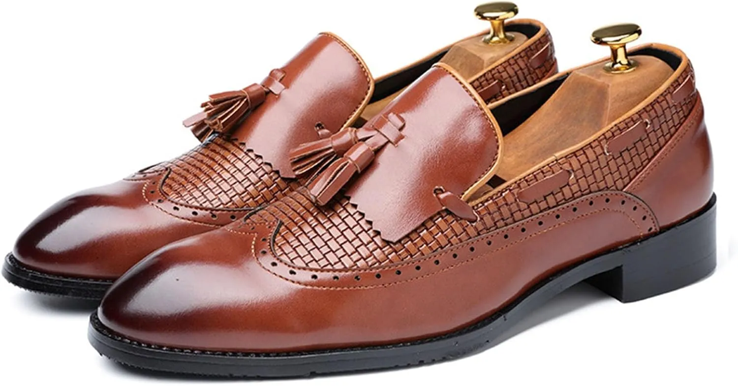 ByErz Loafers for Men Fashion Party Patent Leather Business Foraml Dress Office Casual Shoes with Tassel