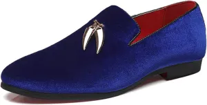 ByErz Men's Metallic Penny Slippers Flats Velvet Loafers Slip-On Casual Dress Shoes