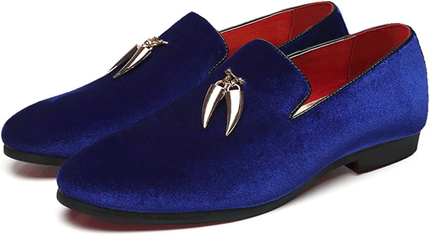 ByErz Men's Metallic Penny Slippers Flats Velvet Loafers Slip-On Casual Dress Shoes