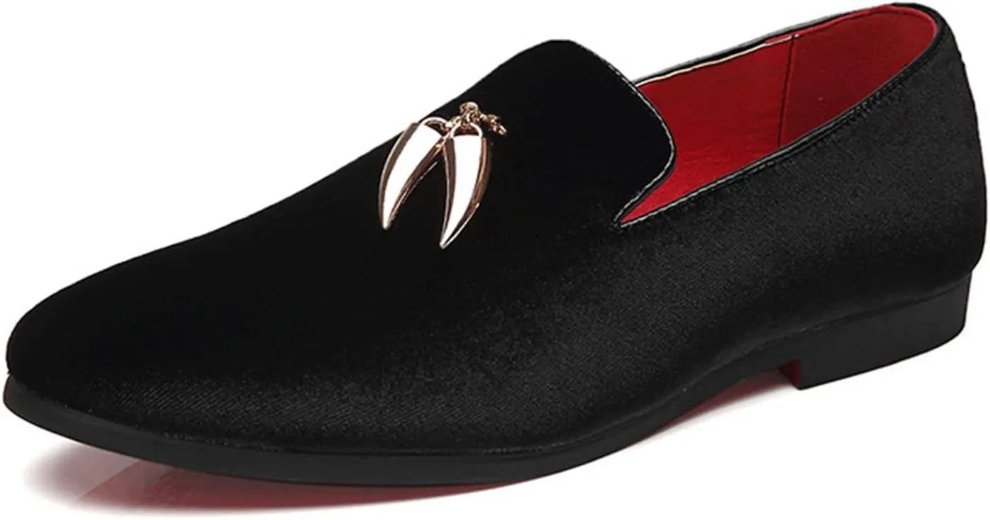 ByErz Men's Metallic Penny Slippers Flats Velvet Loafers Slip-On Casual Dress Shoes