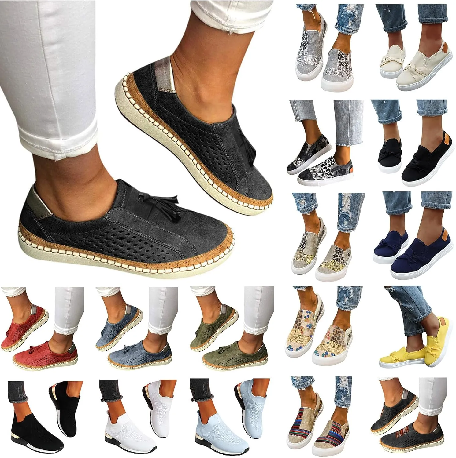 Canvas Shoes for Women Slip Ons Low Top Sneakers for Women Comfortable Classic Walking Shoes Fashion Loafers Ladies Casual Shoe Flats