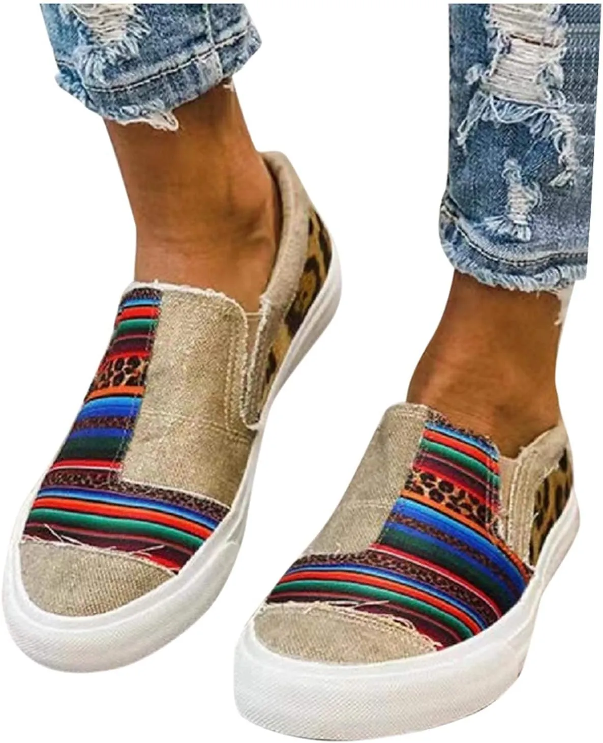 Canvas Shoes for Women Slip Ons Low Top Sneakers for Women Comfortable Classic Walking Shoes Fashion Loafers Ladies Casual Shoe Flats