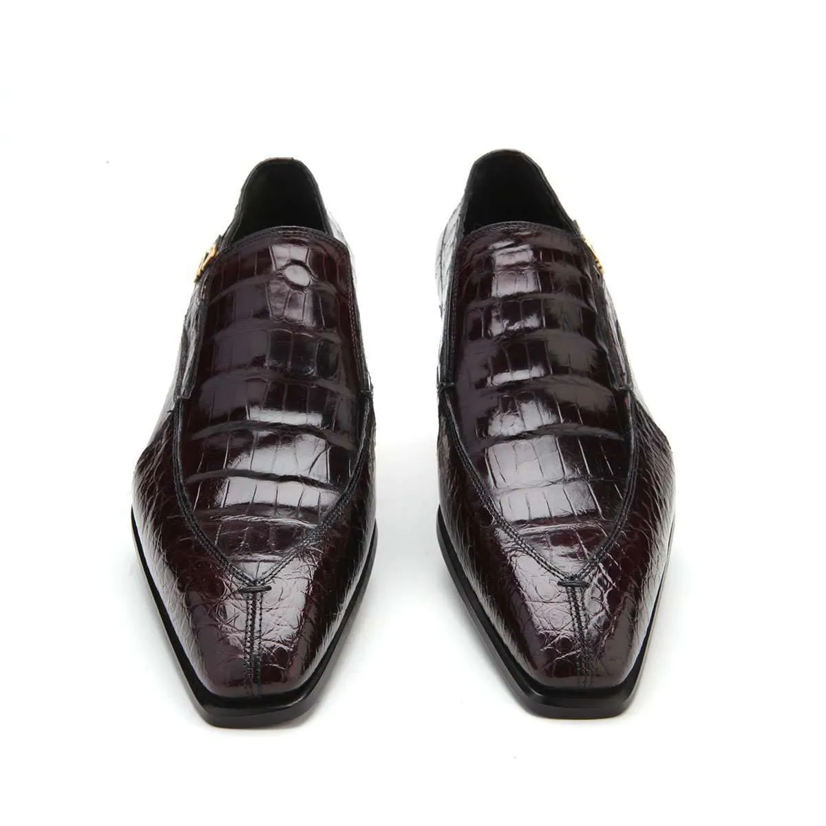 Caporicci 203 Men's Luxury Italian Designer Shoes Burgundy Alligator Loafers (CAP1004)