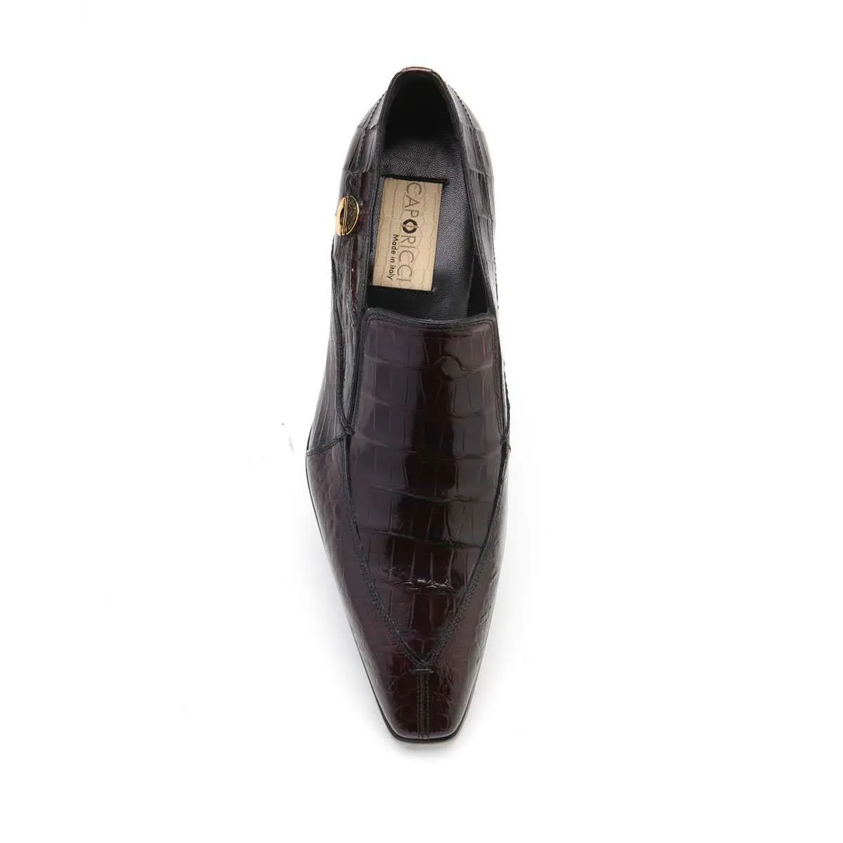 Caporicci 203 Men's Luxury Italian Designer Shoes Burgundy Alligator Loafers (CAP1004)