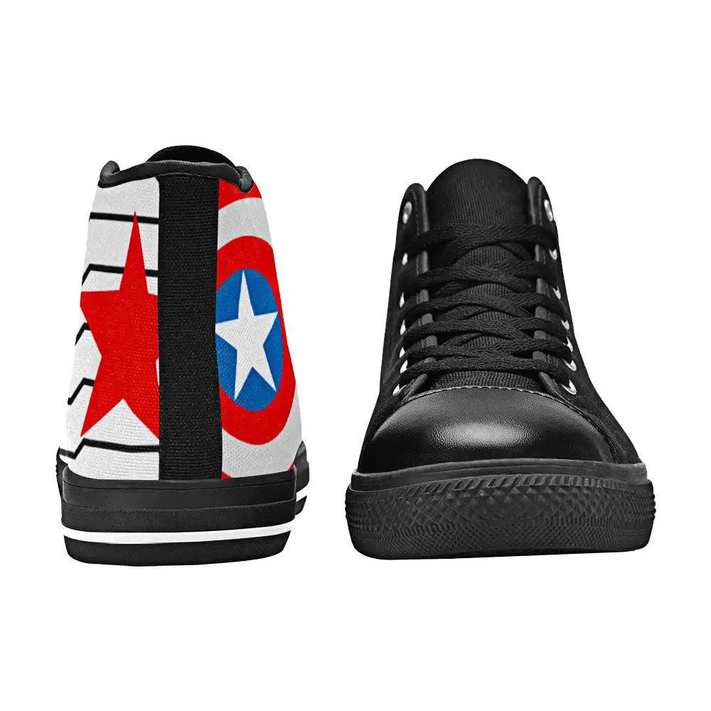 Captain America v Winter Soldier Shoes High Top Sneakers for Kids and Adults