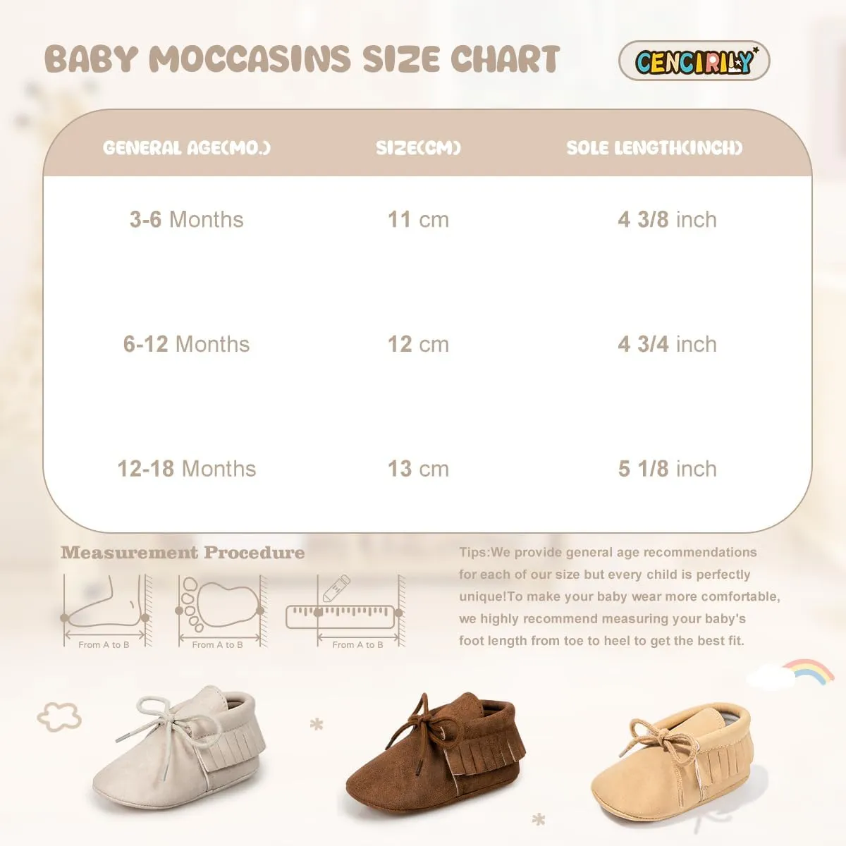 CENCIRILY Infant Baby Fringe Moccasin Slipper Boys Girls Tassel Suede Leather Toddler Sneakers Soft Sole First Walking Loafers Crib Shoes