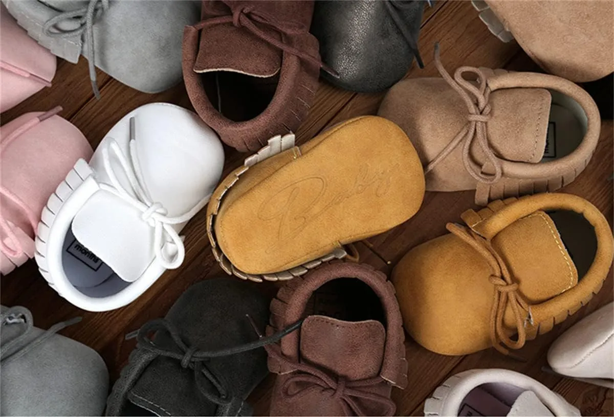 CENCIRILY Infant Baby Fringe Moccasin Slipper Boys Girls Tassel Suede Leather Toddler Sneakers Soft Sole First Walking Loafers Crib Shoes