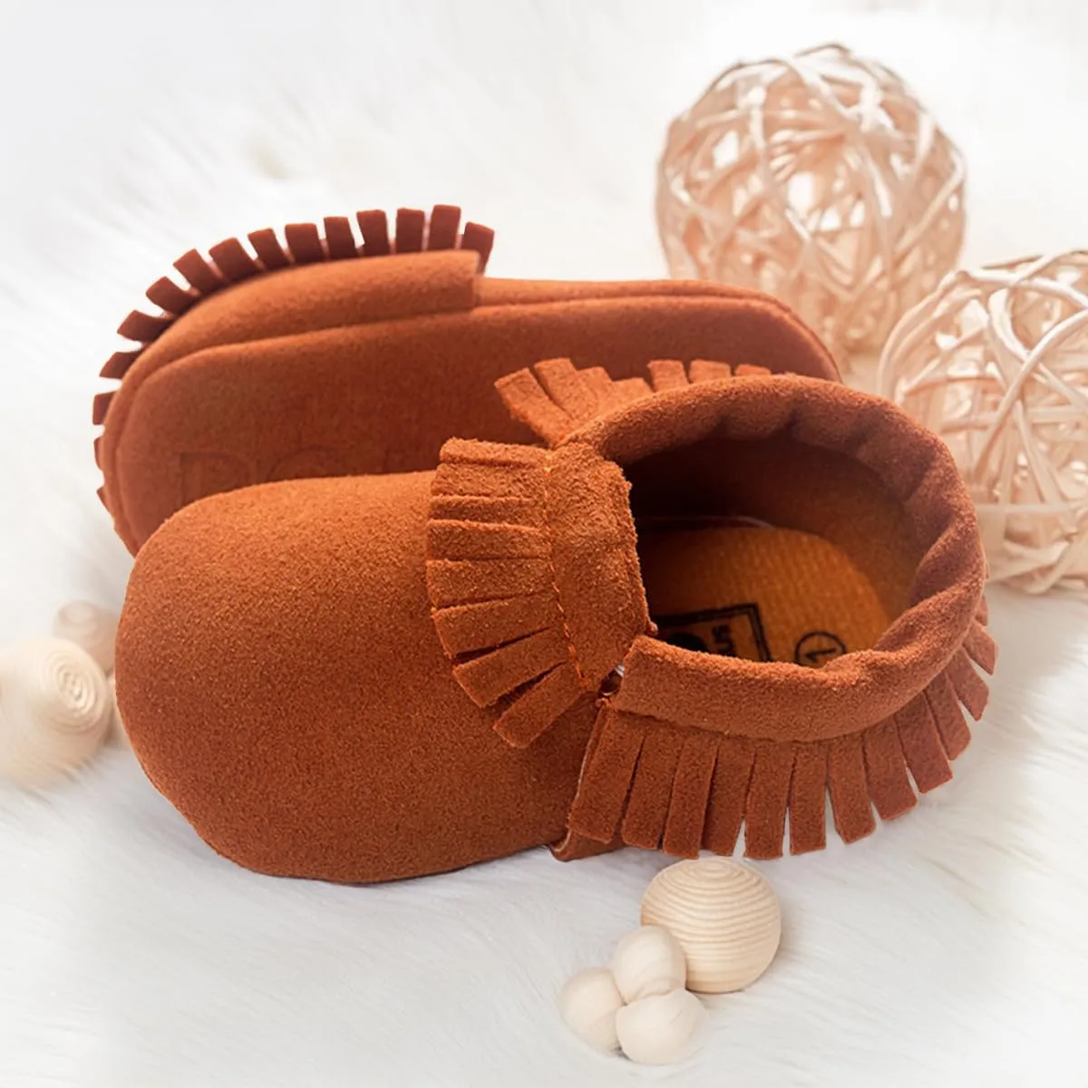 CENCIRILY Infant Baby Fringe Moccasin Slipper Boys Girls Tassel Suede Leather Toddler Sneakers Soft Sole First Walking Loafers Crib Shoes
