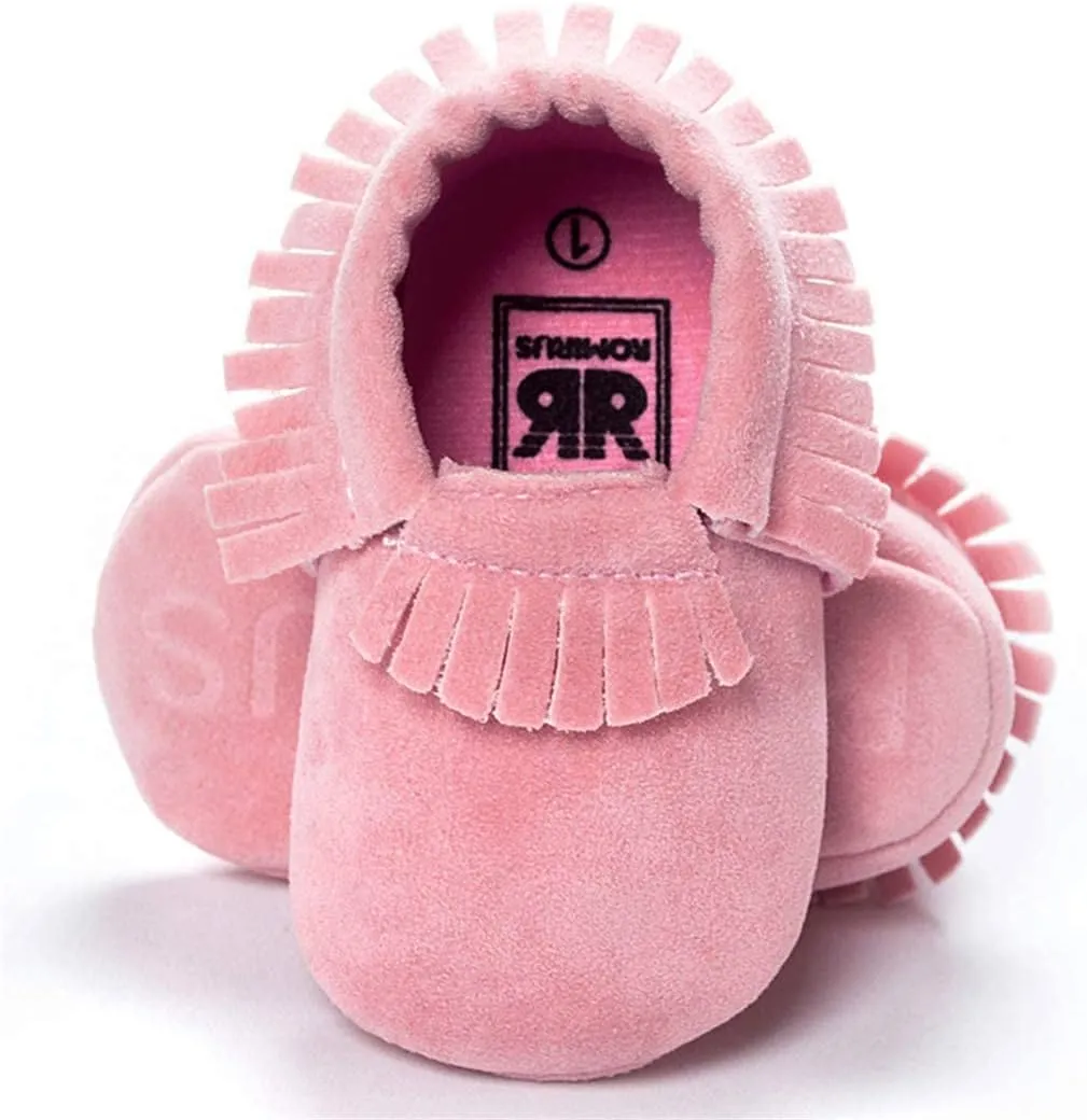 CENCIRILY Infant Baby Fringe Moccasin Slipper Boys Girls Tassel Suede Leather Toddler Sneakers Soft Sole First Walking Loafers Crib Shoes