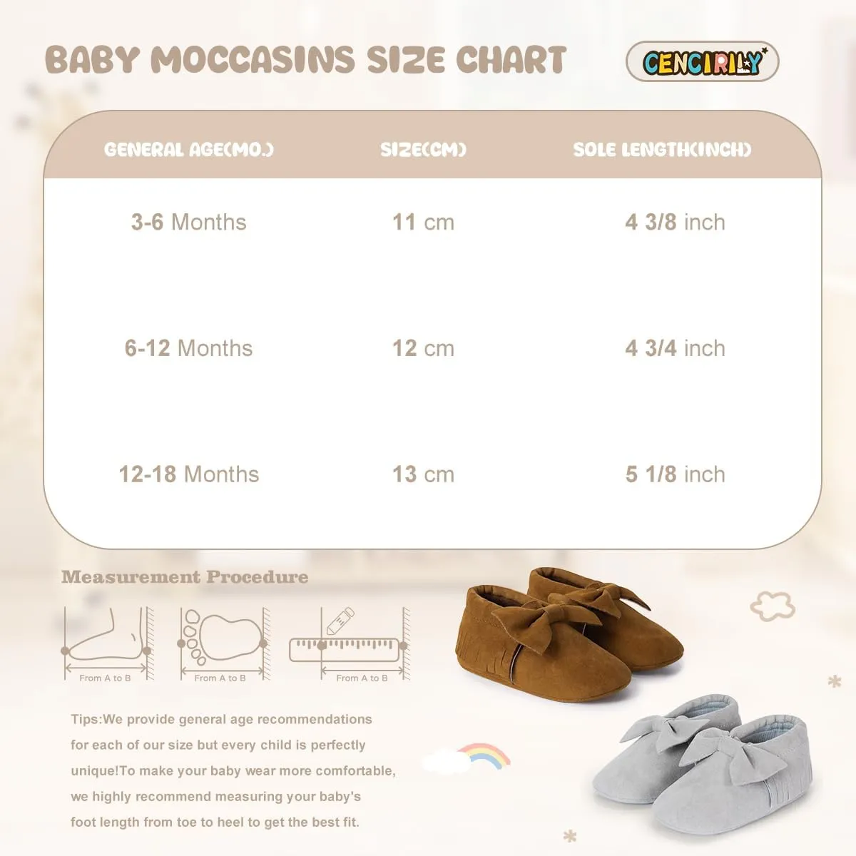 CENCIRILY Infant Baby Fringe Moccasin Slipper Boys Girls Tassel Suede Leather Toddler Sneakers Soft Sole First Walking Loafers Crib Shoes